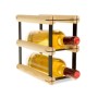 Modulares Weinregal aus Kiefernholz für 2 Flaschen, naturfarben.