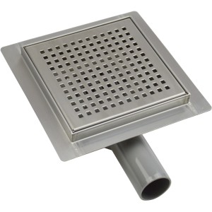 Verosan+ Bodenablauf-Komplettset, 20x20 cm, mit Edelstahl-Designrost für Dusche.