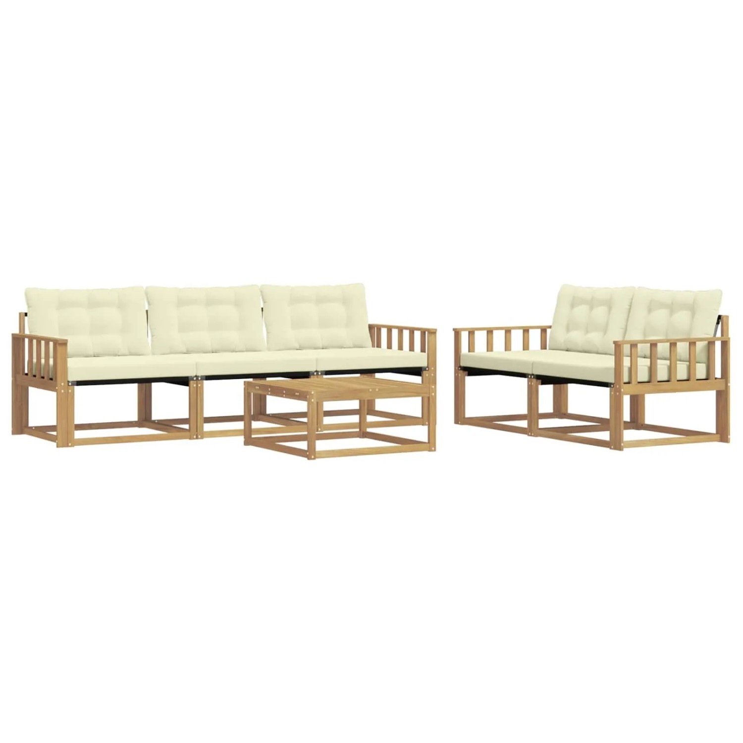 vidaXL Outdoor-Sofagarnitur 6 Stk Weiß und Creme 79 x 79 x 37 cm 3388416