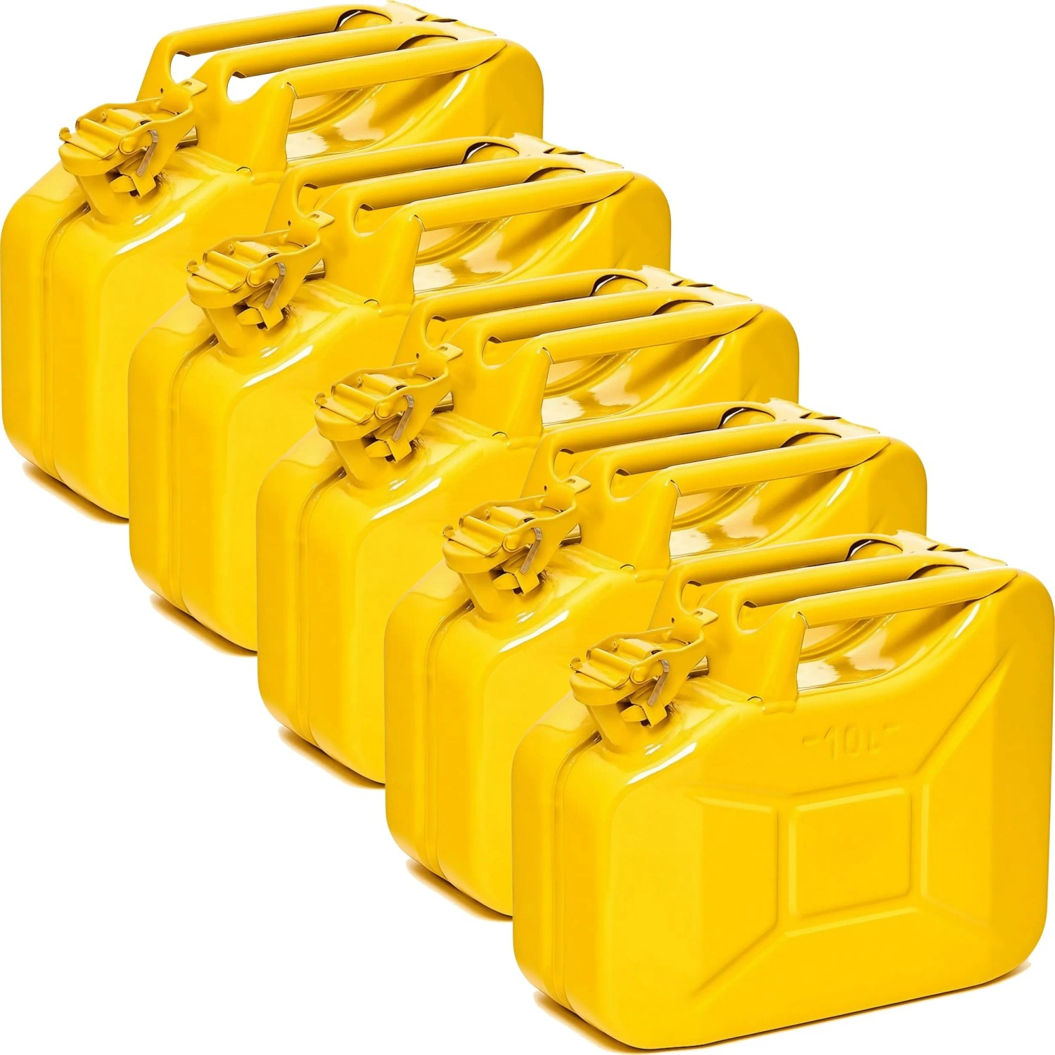 BW Kraftstoffkanister Metall Benzinkanister 5x 10 Liter Gelb RAL 1018 TÜV-geprüft und UN-Zulassung Made in Europe