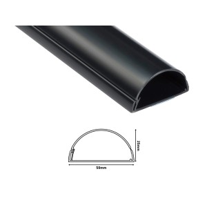 Schwarzer D-Line Kabelkanal, 50x25 mm, 1,5 m Länge. Elektroinstallationsmaterial für Innenräume.