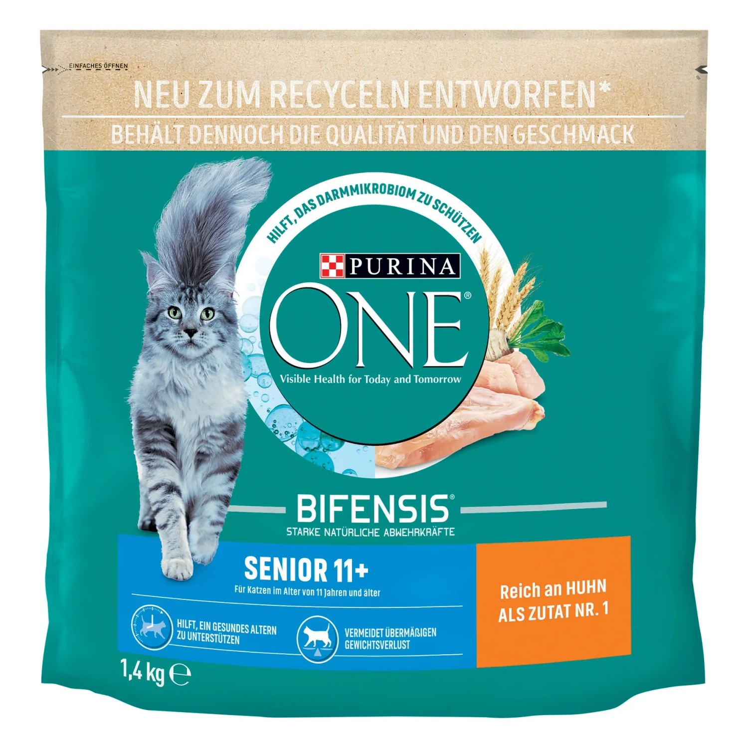 Purina One Katzenfutter Senior 11+ reich an Huhn 1,4 kg Beutel