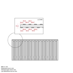 Detailzeichnung Vorgartenzaun Nagano, Nadelholz schwarz, 180x80cm, mit Maßangaben.