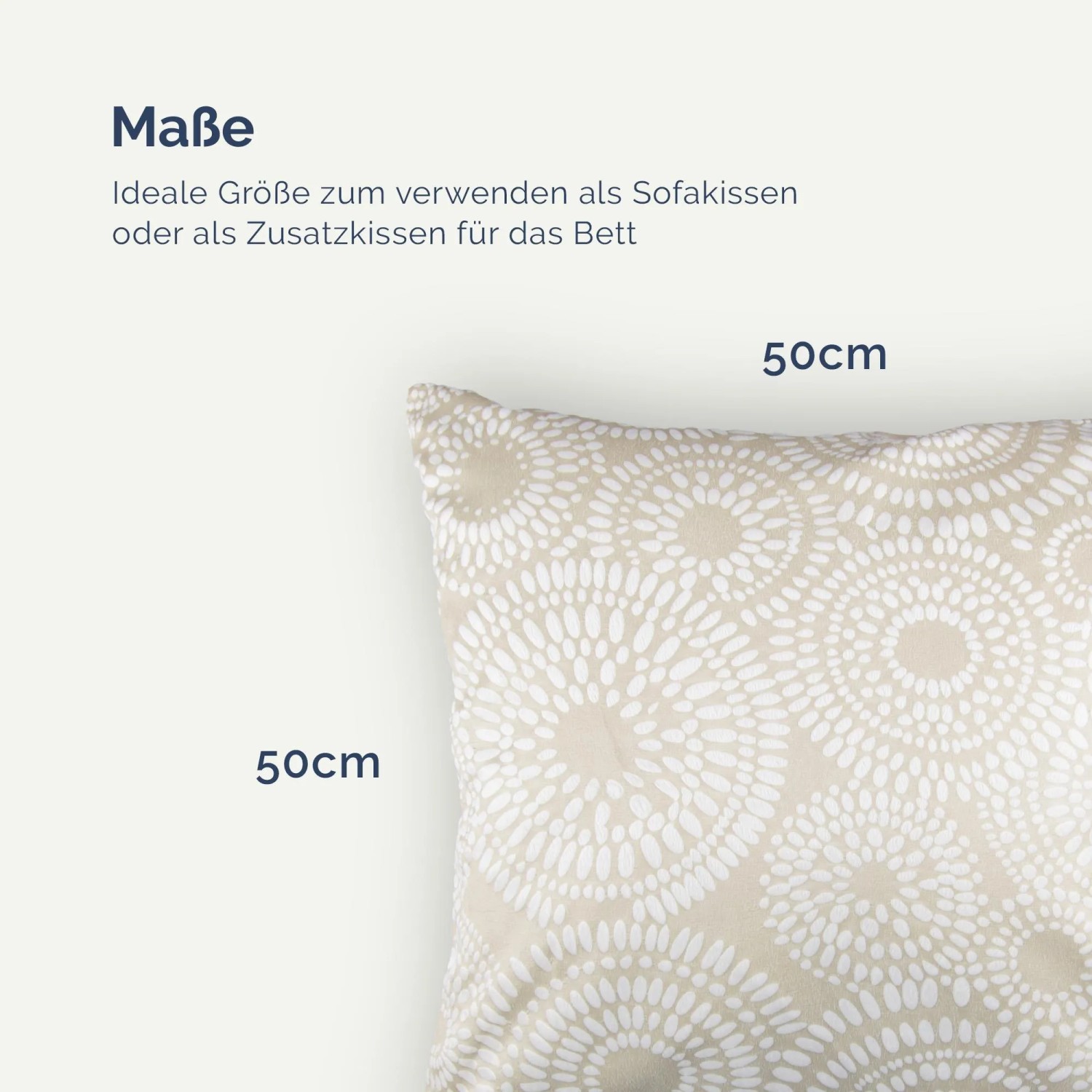 Bestlivings Kissenhülle Punkte, 50x50 cm, beige. Dekokissen für Sofa oder Bett.