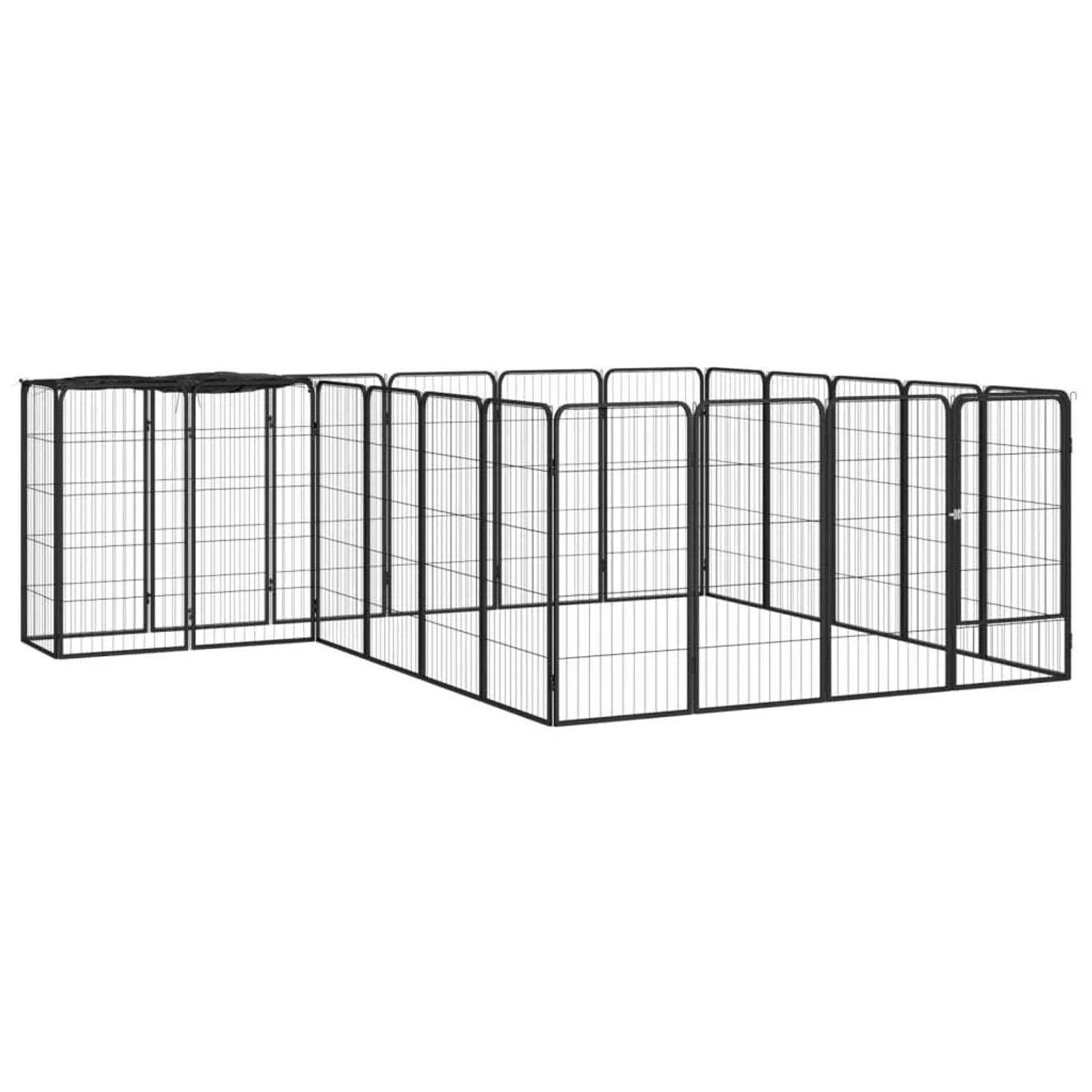 vidaXL 22 Tlg Hundelaufstall Schwarz 50x100cm Stahl Pulverbeschichtet 3115951
