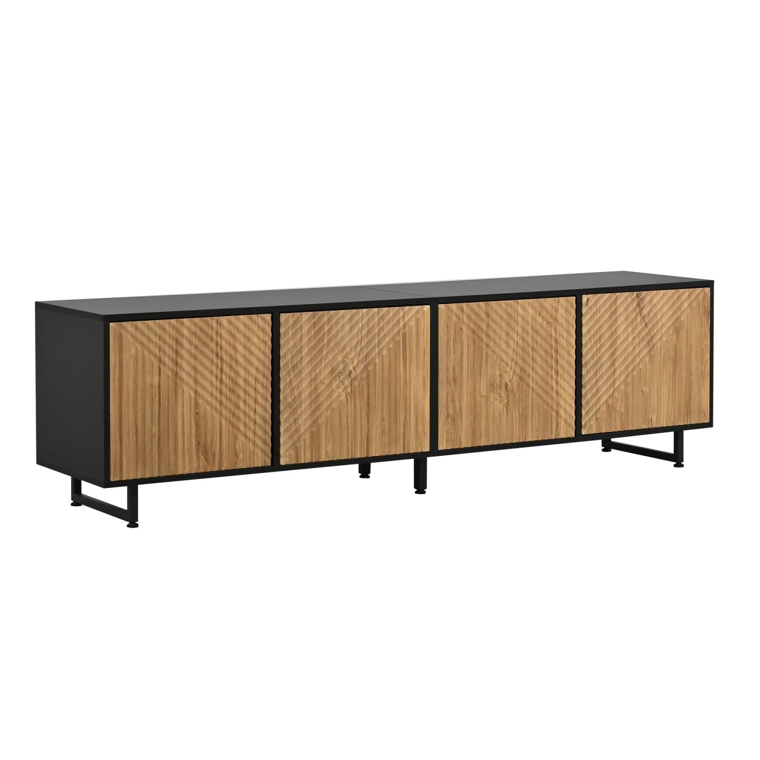 okwish TV Schrank mit Schrank Türen Vakuum Design Wohnzimmer 80 Zoll 180x40x50cm Braun