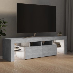 VidaXL TV-Schrank mit LED-Beleuchtung in Betongrau, 140 cm breit. Wohnwand mit Stauraum und modernem Design.