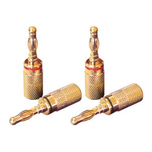 Dynavox Bananenstecker X-4003, 4er-Set, vergoldet für sicheren Halt und exzellente Signalqualität.