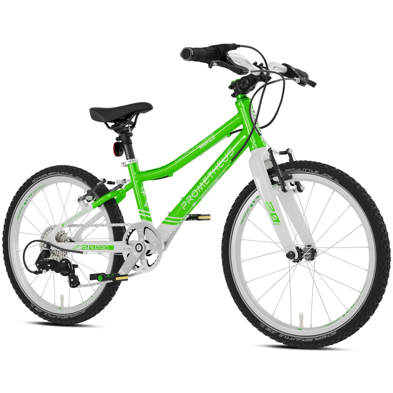 PROMETHEUS BIKES Kinderfahrrad 20 Zoll PRO ab 6 Jahren Ultraleicht 7-Gang Premium Grün Weiß