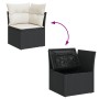vidaXL Garten-Sofagarnitur, schwarzes Poly Rattan, mit Stauraum und Kissen.