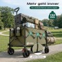 Sekey Bollerwagen, faltbar, olivgrün, mit Heckklappe, beladen mit Campingausrüstung. Ideal für Camping & Freizeit.