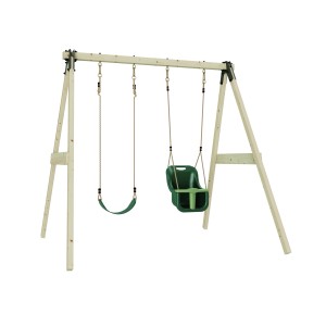 REBO Schaukel Lilie Dunkelgrün mit Babyschaukel und normaler Schaukel.