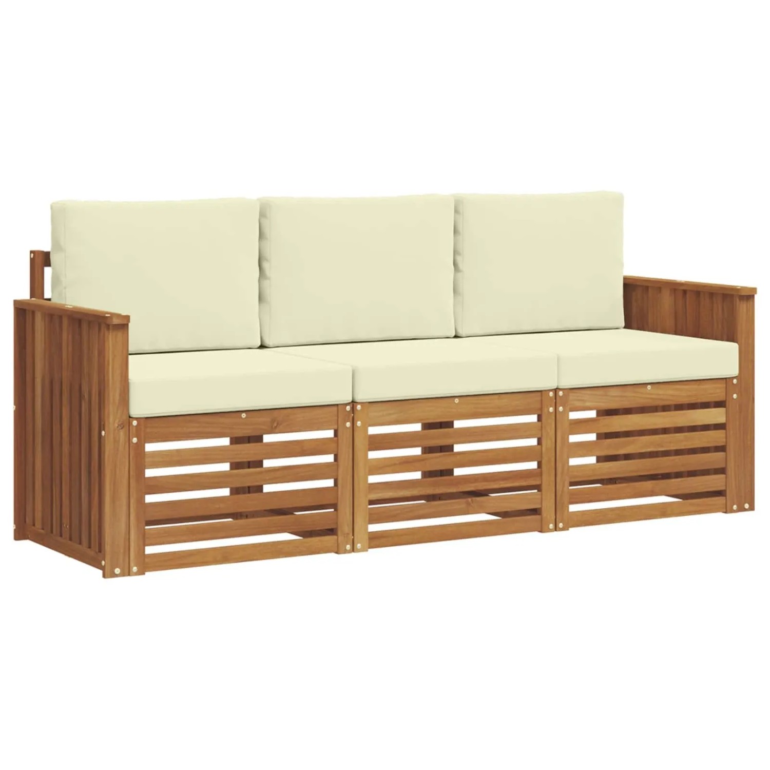 vidaXL Sofagarnituren 3 Tlg Natur und Creme Massivholz Akazie 3374285