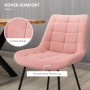 HOMCOM Esszimmerstuhl 2er Set im Retro Design, rosa Samt mit schwarzem Metallgestell.