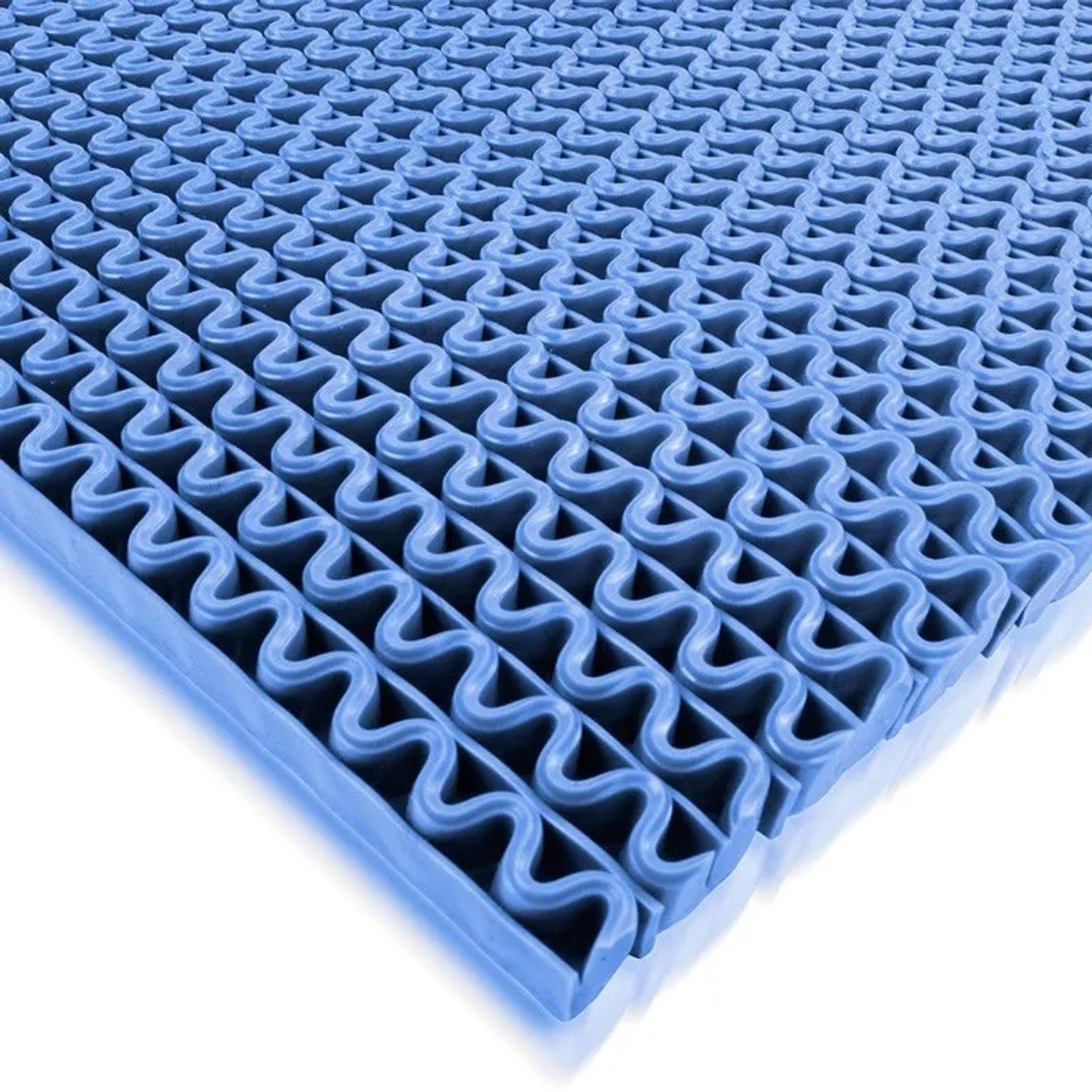 Hellblaue KARAT Hygienematte 120x50 cm für Barfußzonen, UV-beständig und mit Wellenstruktur.