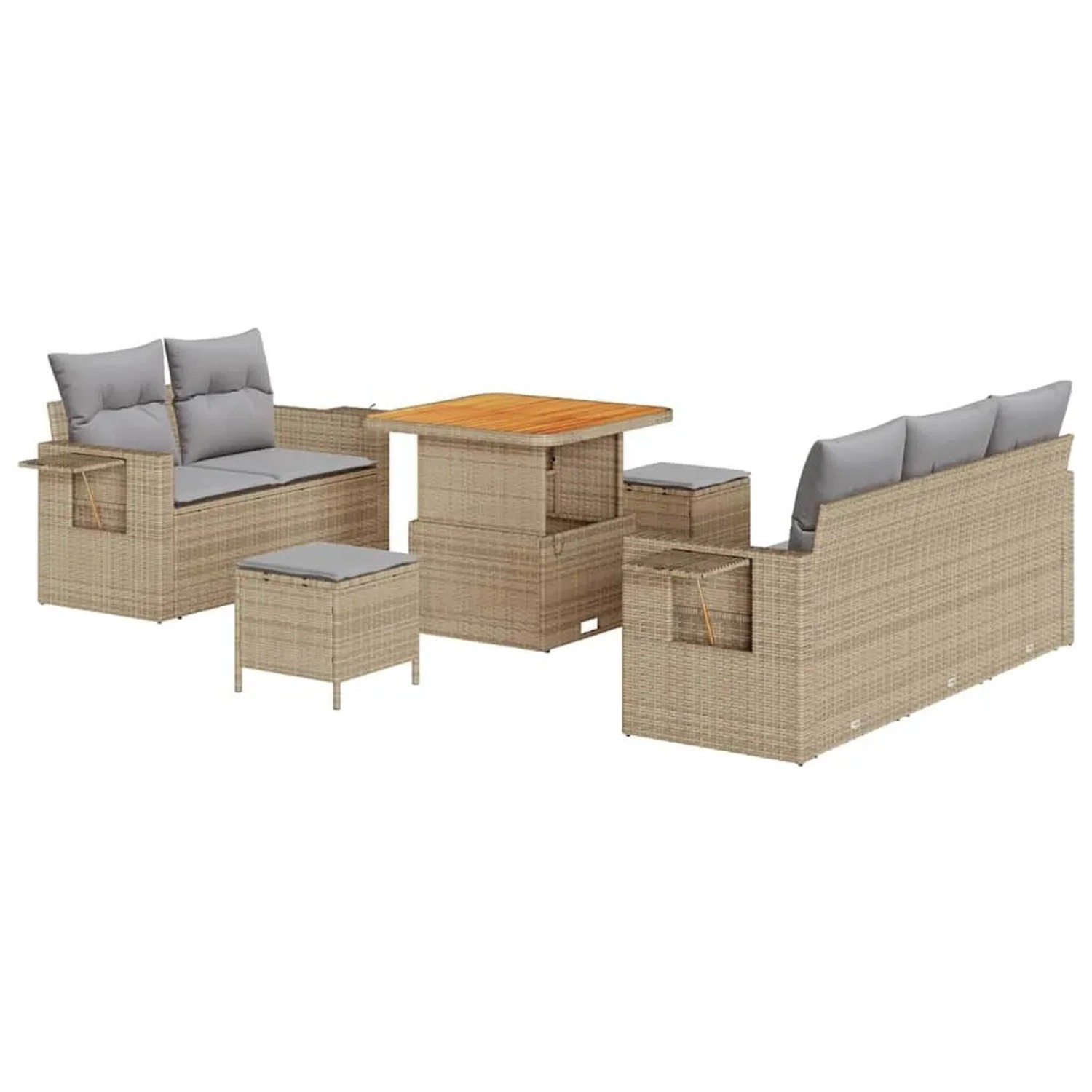 vidaXL Gartensofa-set mit Kissen 10-Tlg Beige und Hellgrau Poly-Rattan 3363 günstig online kaufen