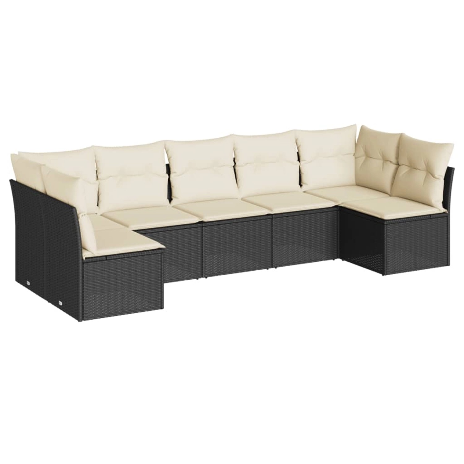 vidaXL 7-Tlg Garten-Sofagarnitur mit Kissen Schwarz Poly Rattan 3249265 günstig online kaufen