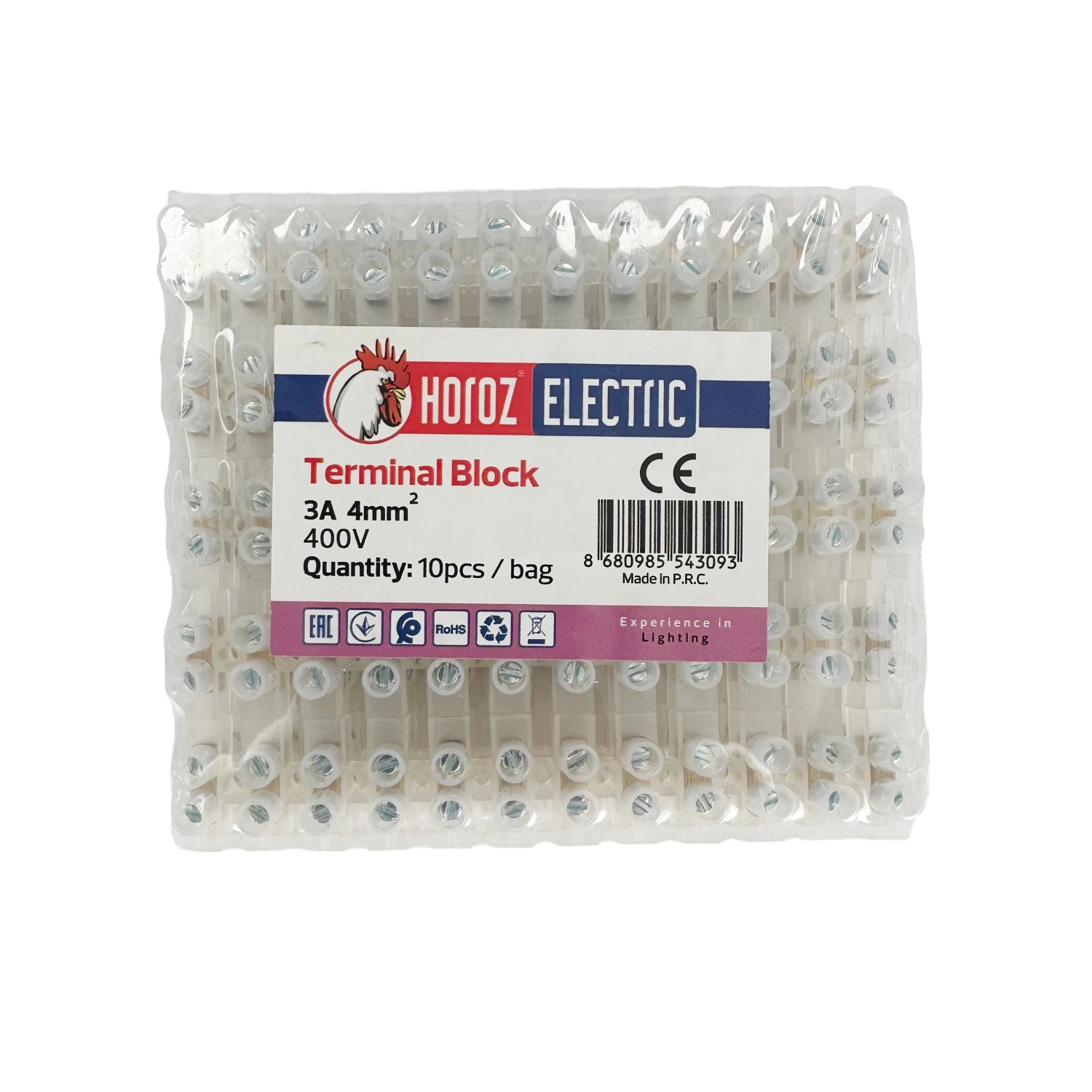HOROZ Klemmenleiste 12-polig 4 Mm² 4 A 400 V PVC Lüsterklemme Schraubklemme Messing 10 Stück