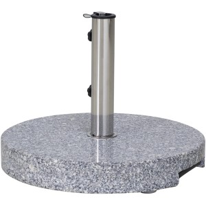 Grauer Siena Garden Schirmständer aus Granit, 40 kg, mit Edelstahlrohr für Sonnenschirme.