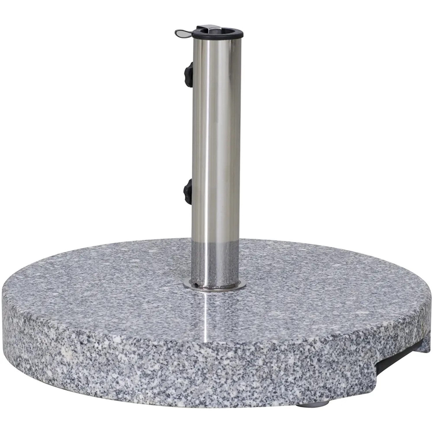 Grauer Siena Garden Schirmständer aus Granit, 40 kg, mit Edelstahlrohr für Sonnenschirme.