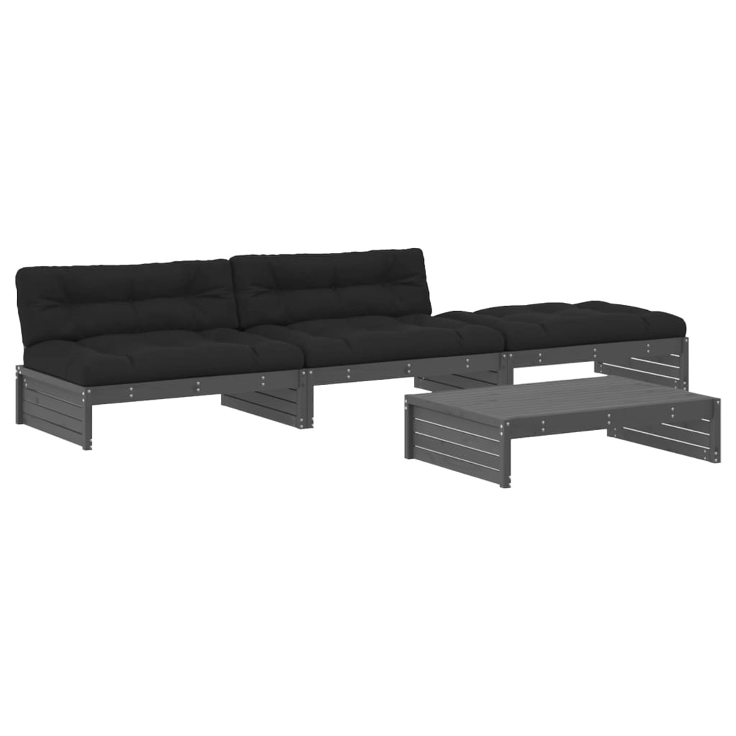 vidaXL 4-tlg Garten-Lounge-Set mit Kissen Grau Kiefernholz Modell 6 günstig online kaufen