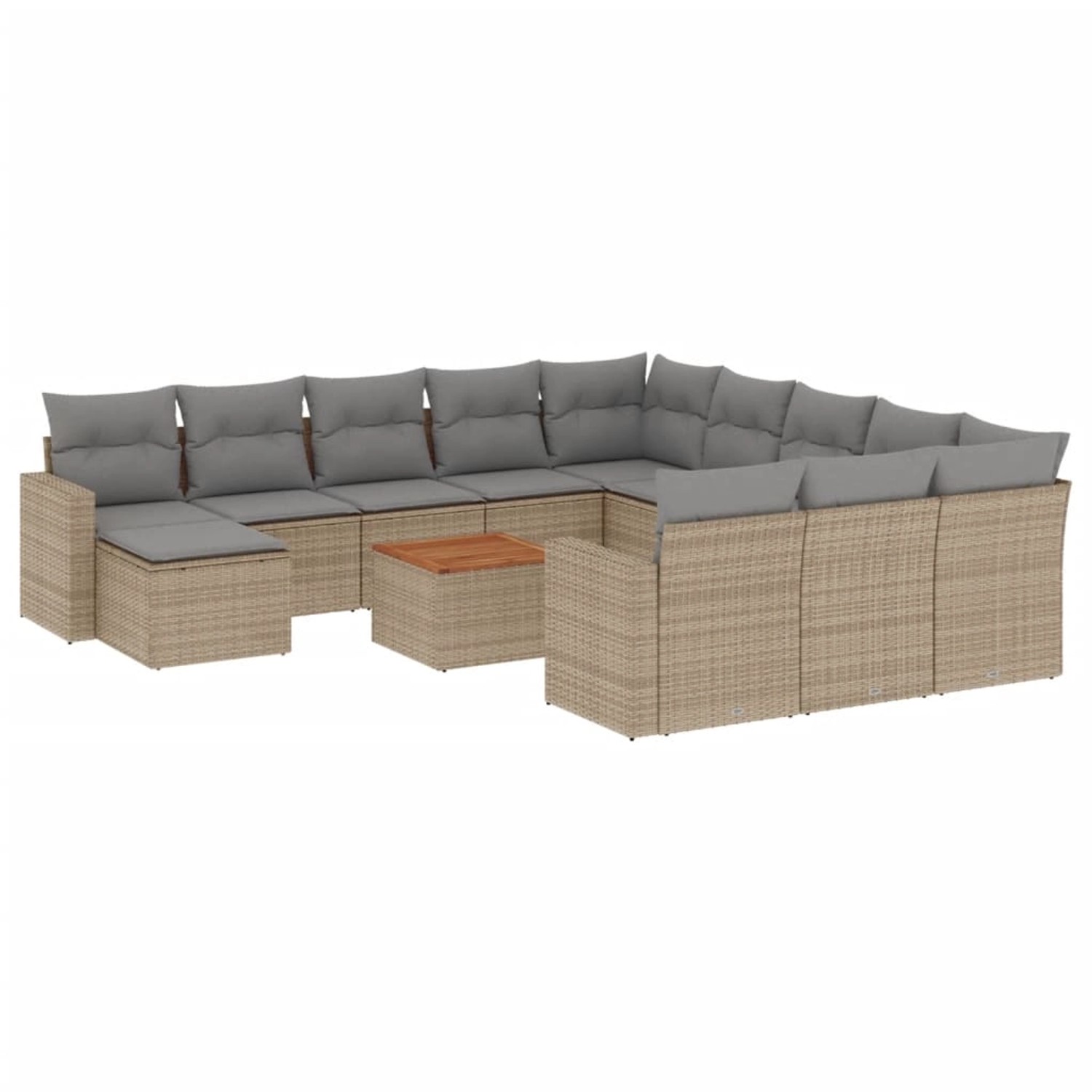 vidaXL 13-Tlg Garten-Sofagarnitur mit Kissen Beige Poly Rattan 3256759