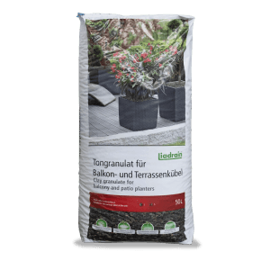 Liadrain Blähton Fein 50l Sack für Pflanzendrainage. Weißer Sack mit Tongranulat, Körnung 4-10mm, frostresistent.
