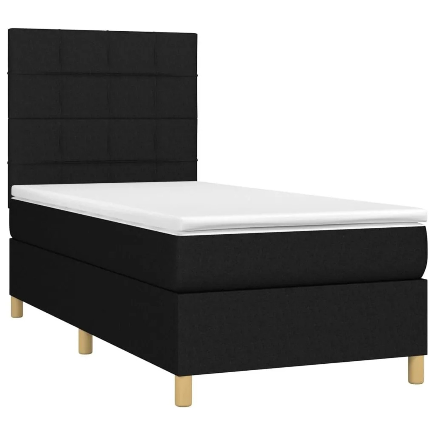 vidaXL Boxspringbett mit Matratze Schwarz 80x200 cm Stoff 3142291