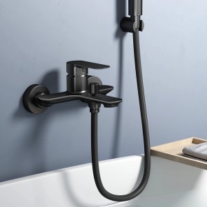 Emke Badarmatur für Badewannen Schwarz mit Auslauf Wannenarmatur Einhebelmischer Brausebatterie