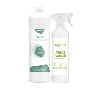 BactoDes Clean Allround Reiniger mit Mischflasche, 1L. Probiotischer Allzweckreiniger zur Geruchsentfernung.