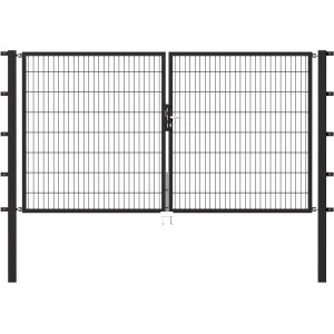 Anthrazitfarbenes Metallzaun Doppeltor (180x300cm) mit Doppelstabmatte für Gartenzäune.
