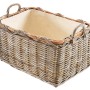 Rechteckiger Kobolo Holzkorb aus Rattan (Kubu grey) mit Griffen und Leinenfutter.