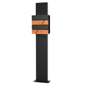 ML-Design Standbriefkasten mit Zeitungsfach, 170cm, Anthrazit-Holzoptik.