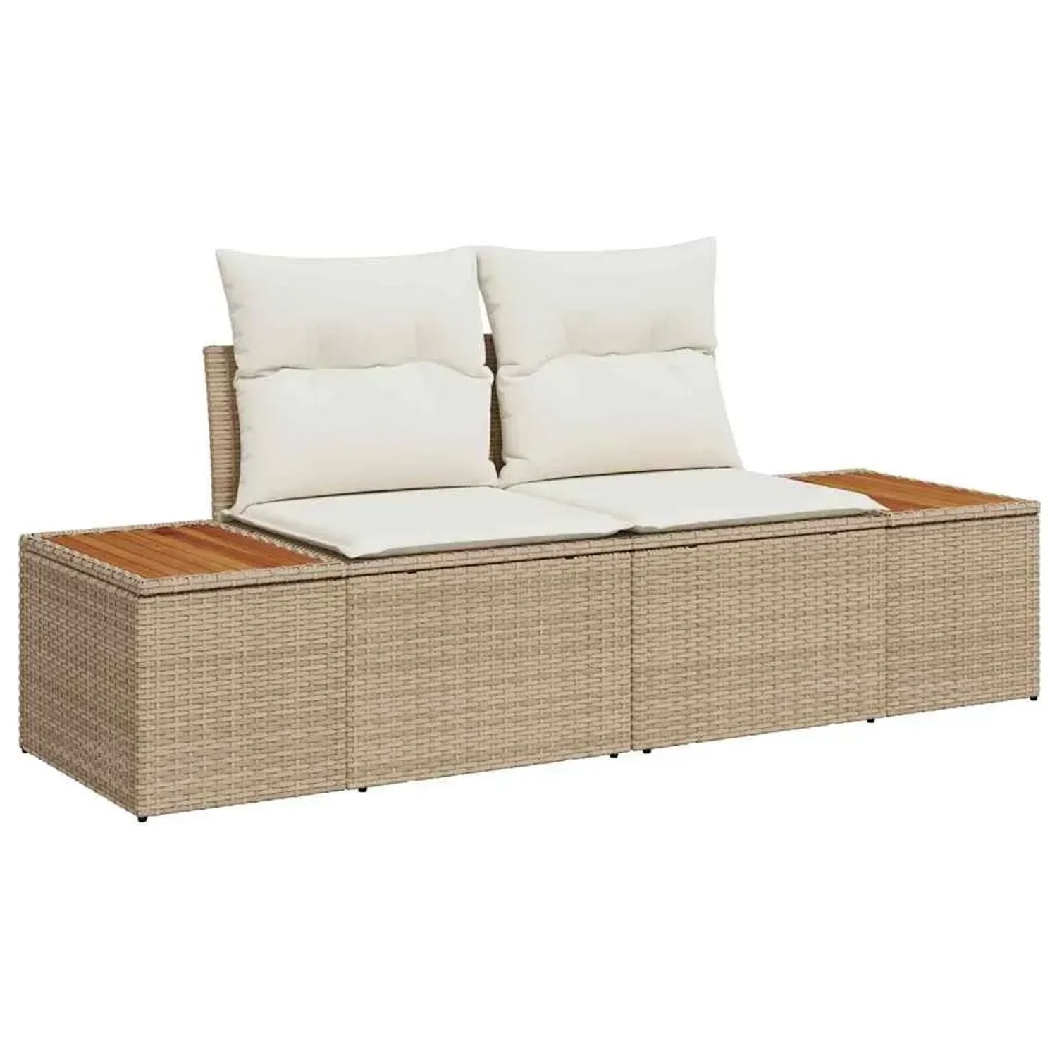 Beiges 9-tlg. vidaXL Garten-Sofa-Set aus Poly Rattan mit Kissen und Stauraum.