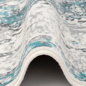 Detailansicht: Pergamon Designer Teppich Pop-Vintage in Blau und Creme, Kurzflorteppich.