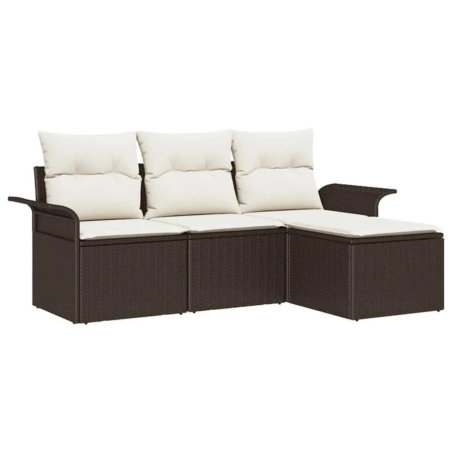 vidaXL Sofa Set mit Kissen 4-Tlg Braun und Creme Poly-Rattan 3345308 günstig online kaufen