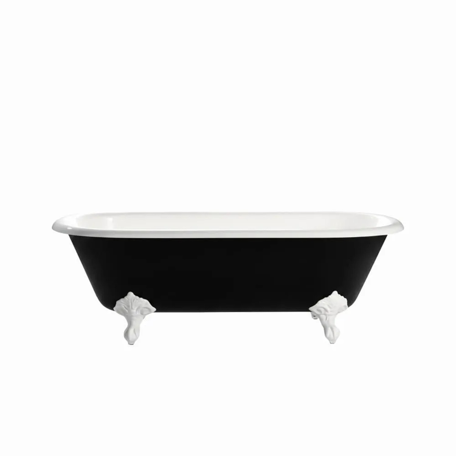 Rogier & Mothes Freistehende Gusseisen Badewanne Plymouth Schwarz Füße Weiss 153cm x 77cm