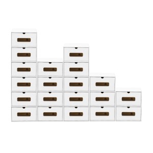 BigDean 20er Boxen Set mit Sichtfenster und Schublade Pappkarton aus Kraftpapier Schuhbox Spielzeug Box Aufbewahrung für Zubehör und Accessoires