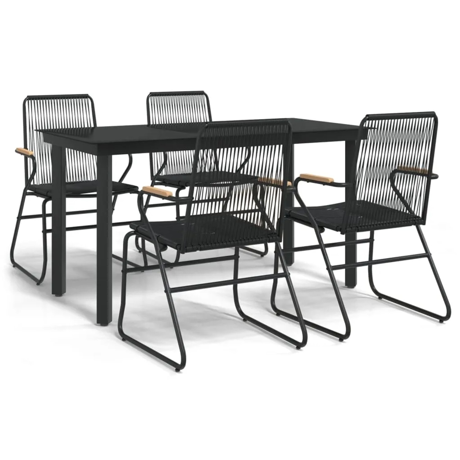 vidaXL 5-Tlg Garten-Essgruppe Schwarz PVC Rattan 3099211