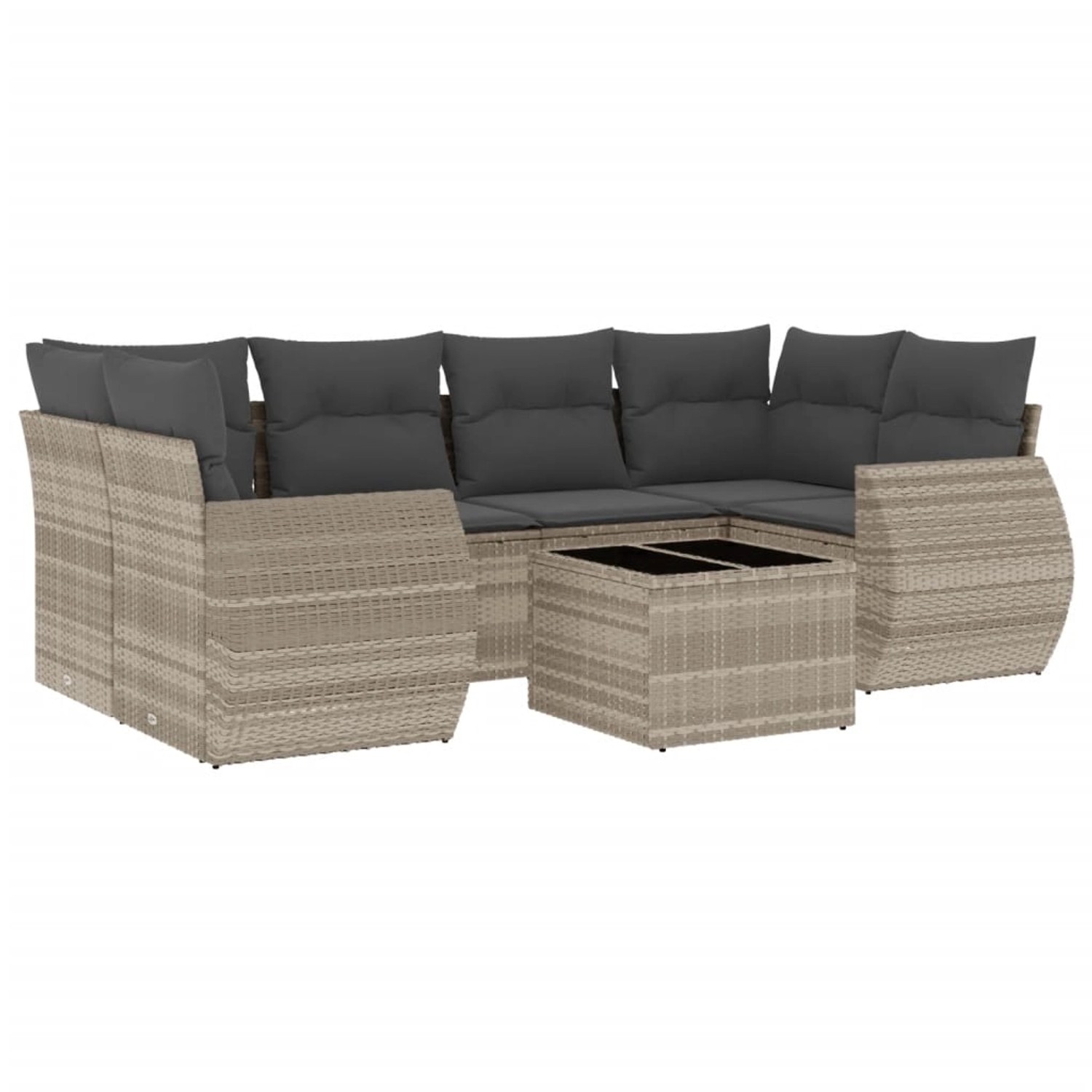 vidaXL 7-Tlg Garten-Sofagarnitur mit Kissen Hellgrau Poly Rattan 3253459 günstig online kaufen