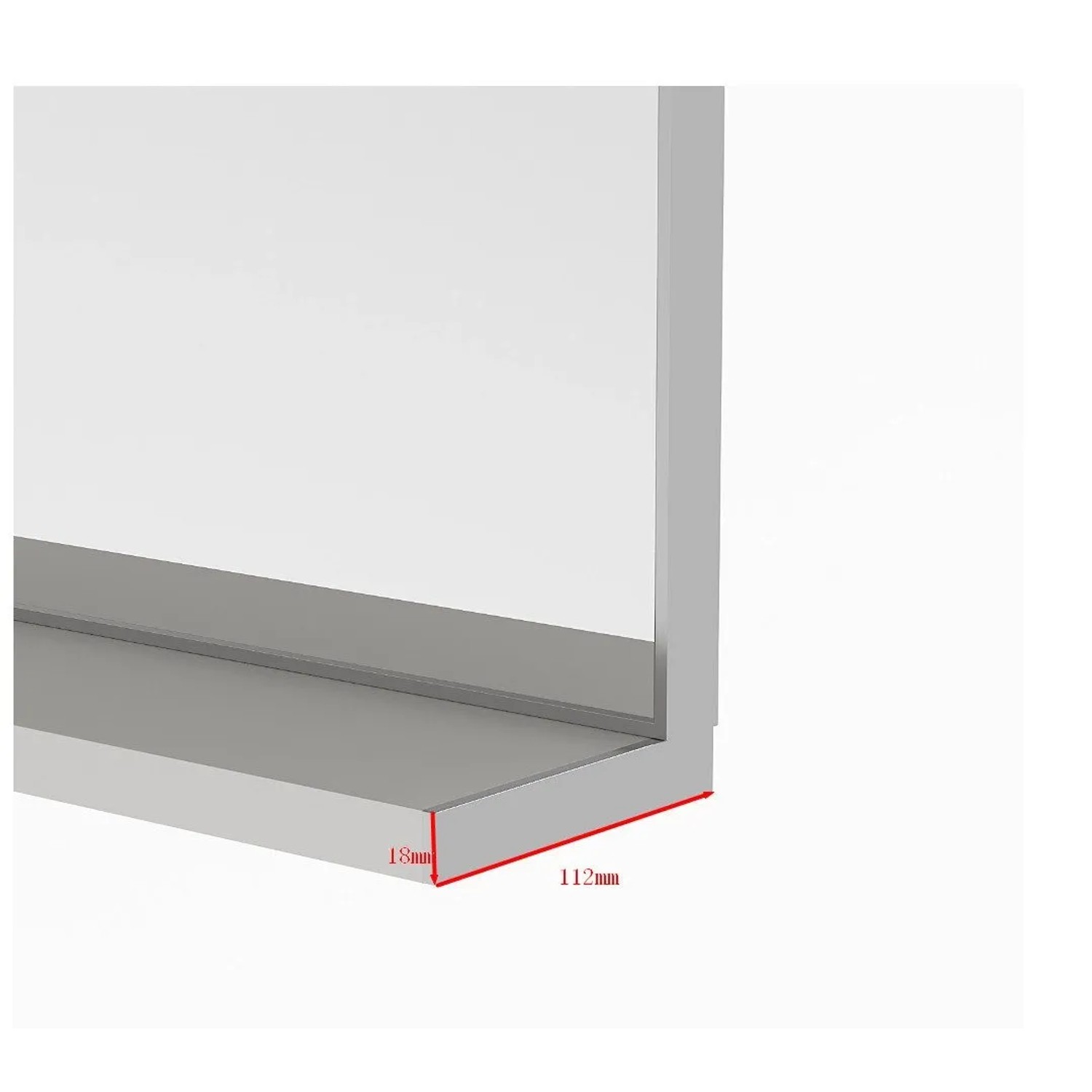 Aquabatos Badspiegel 100x60 mit Ablage, silber matt, rechteckig. Wandspiegel fürs Badezimmer.