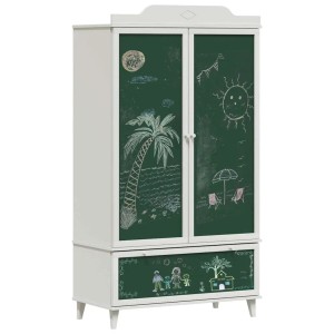 vidaXL Kreidetafel Kleiderschrank mit Schubladen Weiß Holzwerkstoff 42003034