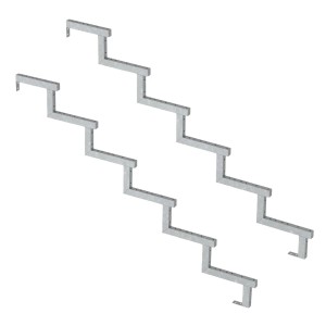 2er Set Vinuovo Stahl Treppenwange für 6 Stufen Außentreppe, feuerverzinkt.