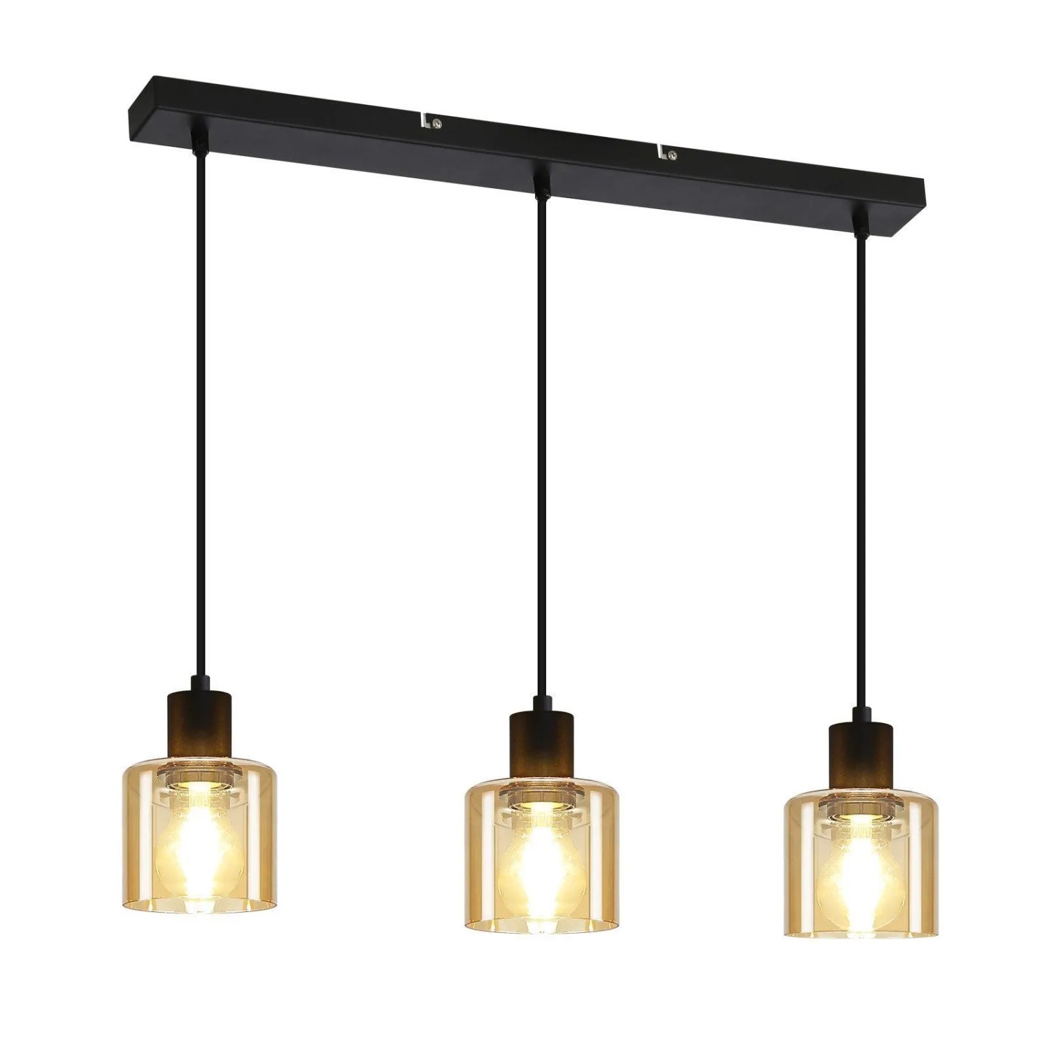 NETTLIFE Esstisch Pendelleuchte Vintage Hängelampe 3-flammig E27 Schwarz Metall Retro