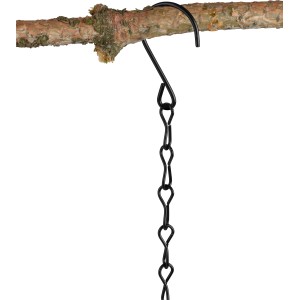 Detailaufnahme der schwarzen Solar-Pendelleuchte Colfari, hängend an einem Ast.