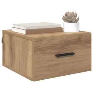 Wandmontierter Nachttisch Artisan-Eiche aus Holzwerkstoff mit Schublade. Kompakter Stauraum für Schlafzimmer.