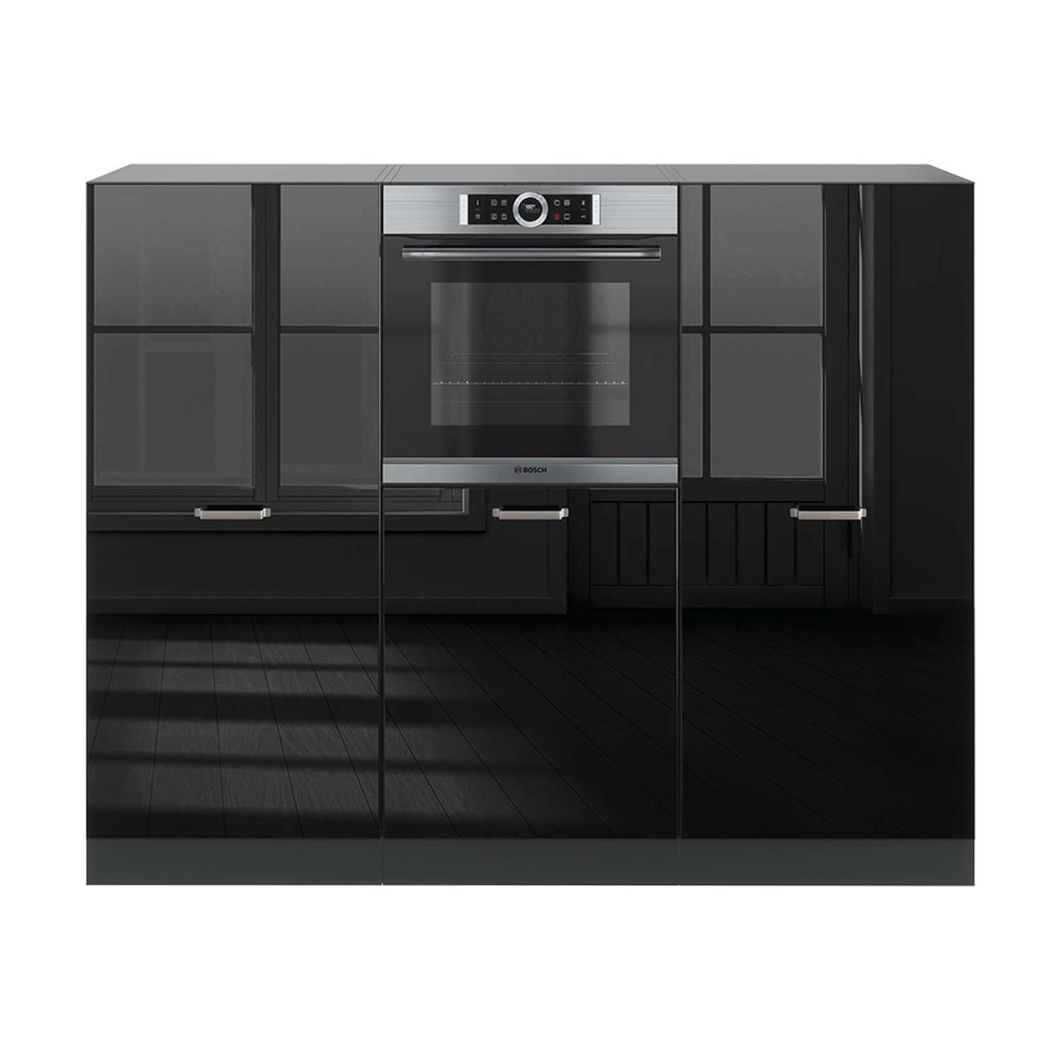 Vicco R-Line Küchenblock Schwarz Hochglanz/Anthrazit 180 cm ohne Arbeitspla günstig online kaufen
