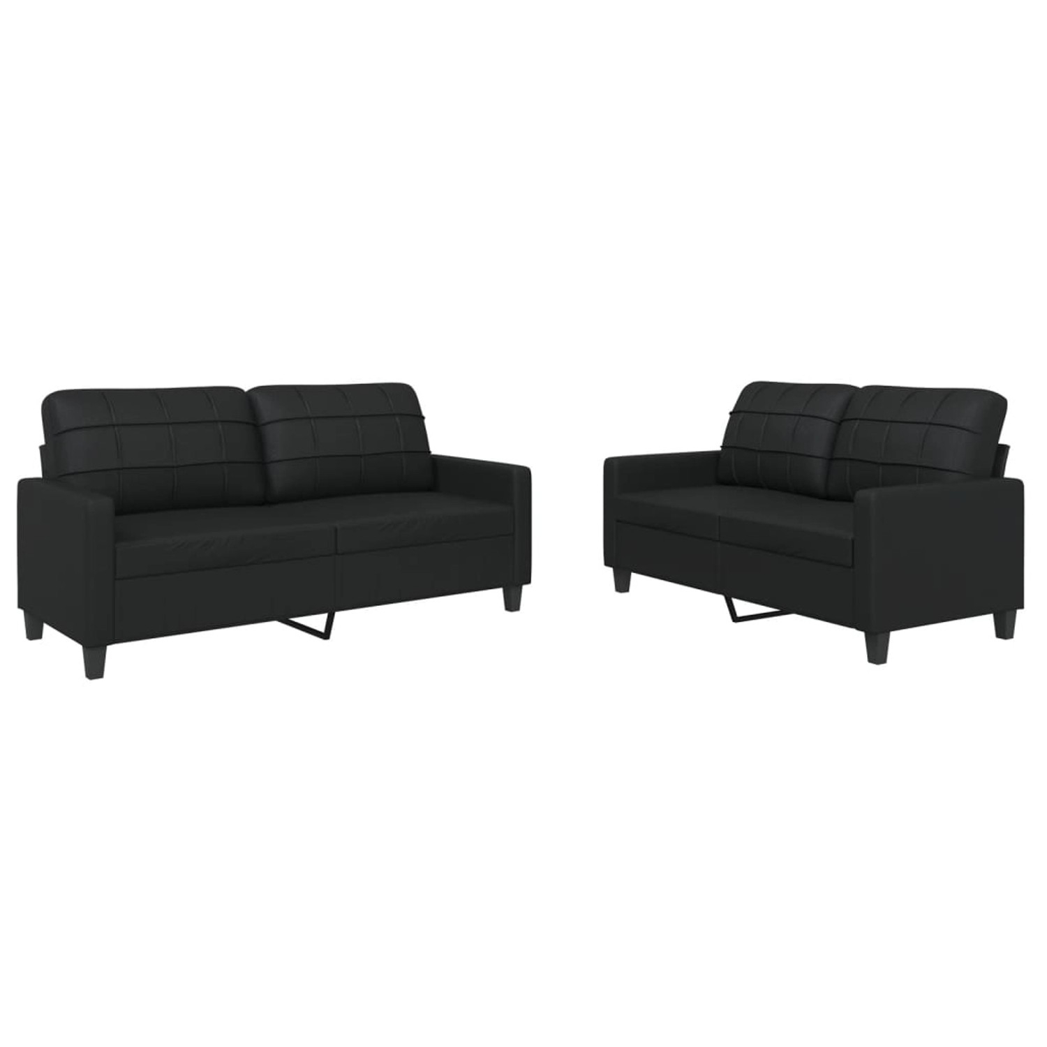 vidaXL 2-Tlg Sofagarnitur mit Kissen Schwarz Kunstleder 3201358 günstig online kaufen