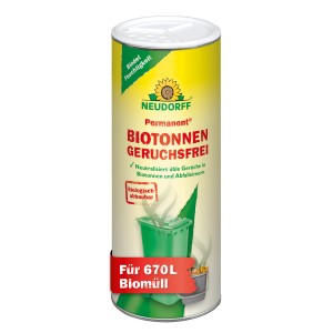 Neudorff Biotonnen Geruchsfrei 500g Dose zur Geruchsneutralisierung und Feuchtigkeitsbindung in Biotonnen.