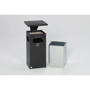 PROREGAL Kombiascher Mit Verstärktem Schutzdach 38 Liter HxBxT 91 x 39,5 x 39,5 cm Verzinkter Stahl Anthrazit